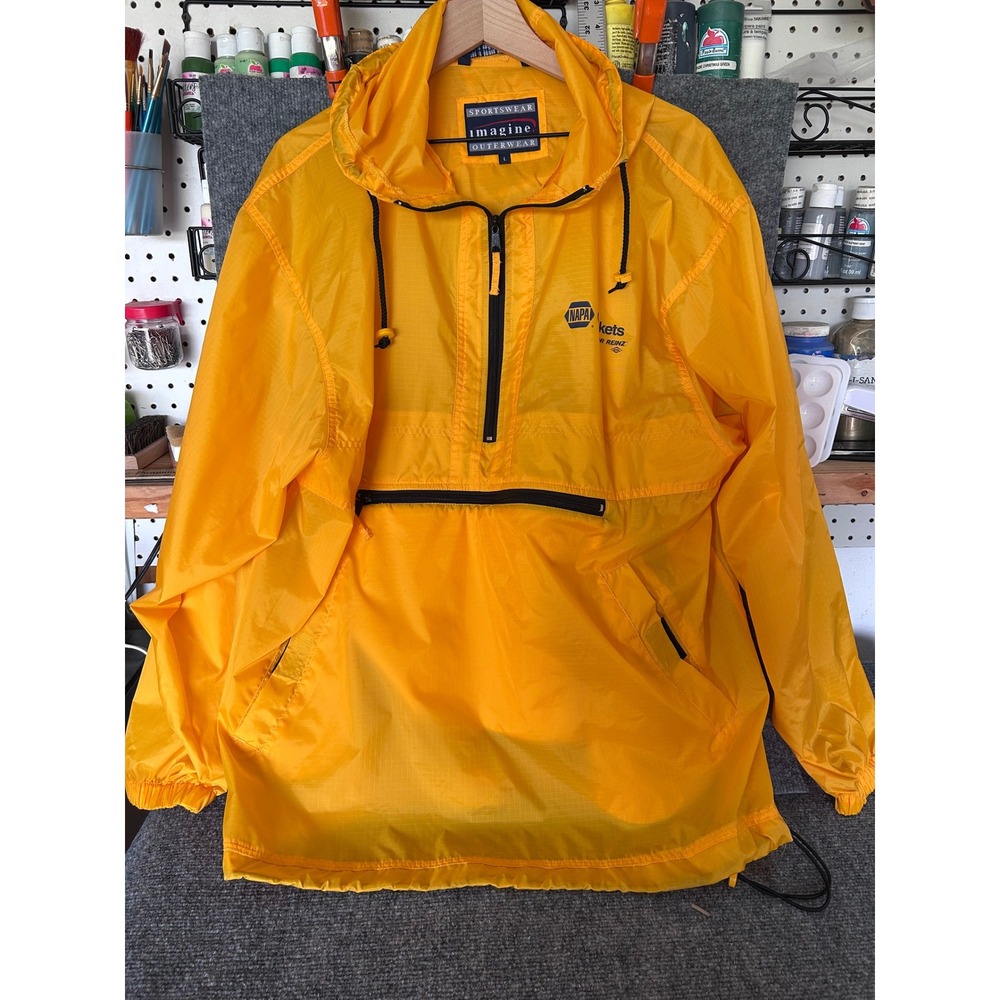 Vintage Imagine Sportswear NAPA Gaskets Windbreaker Yellow Anorak Jacket Large